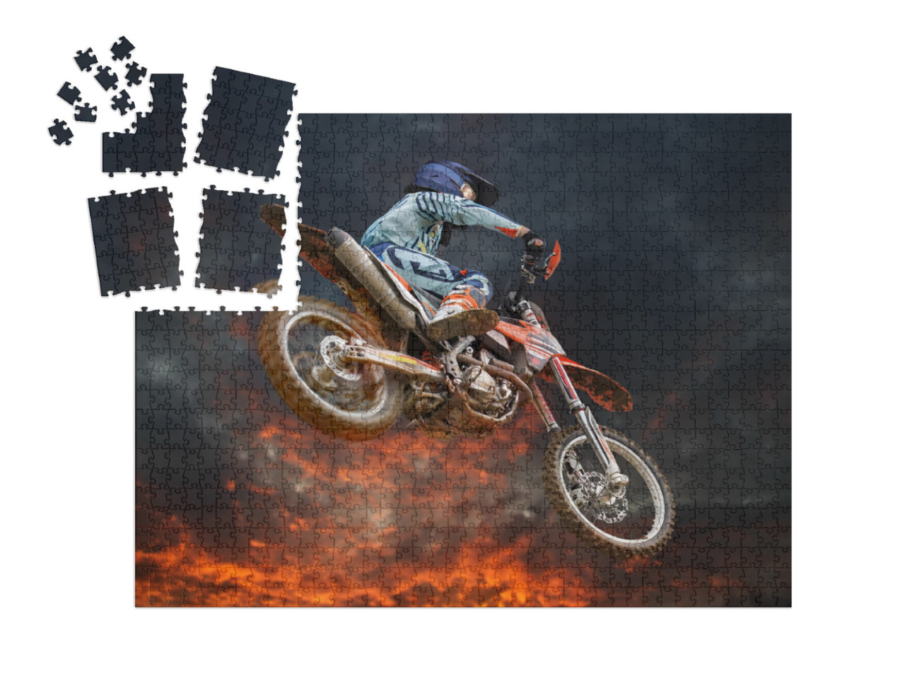 SMART SORTED® | Puzzle 1000 pezzi „Acrobazia di motocross sotto un cielo serale incandescente“