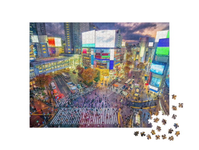 Puzzle 1000 pezzi „Il famoso incrocio di Shibuya a Tokyo, Giappone“