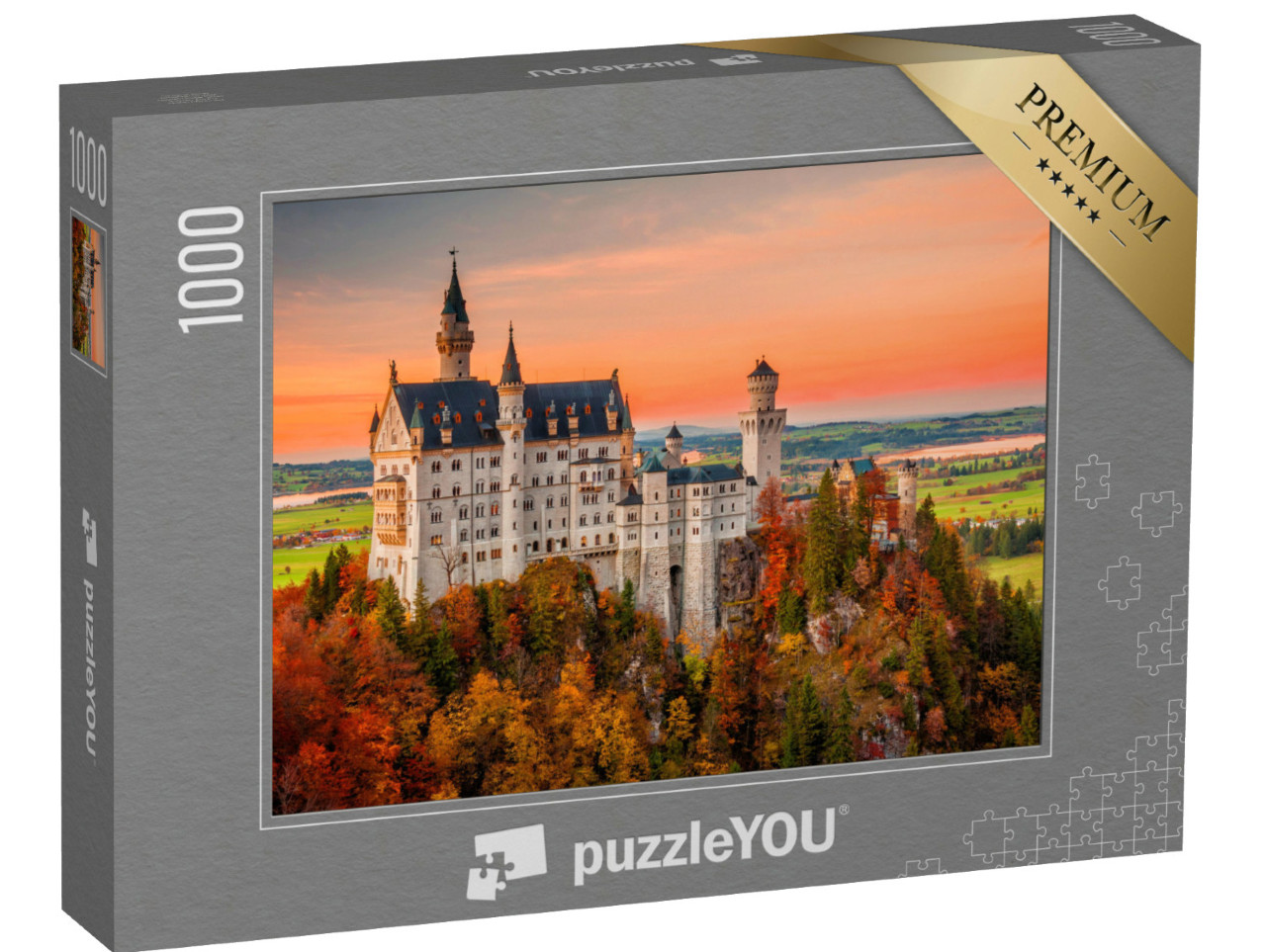 Puzzle 1000 pezzi „Il castello di Neuschwanstein nel tramonto autunnale“