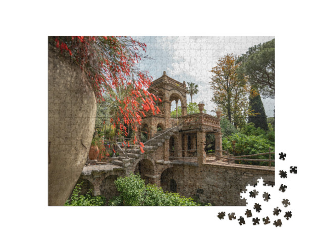 Puzzle 1000 pezzi „Taormina, Italia - 19 giugno 2024: Municipio di Taormina. Giardino pubblico di Taormina.“