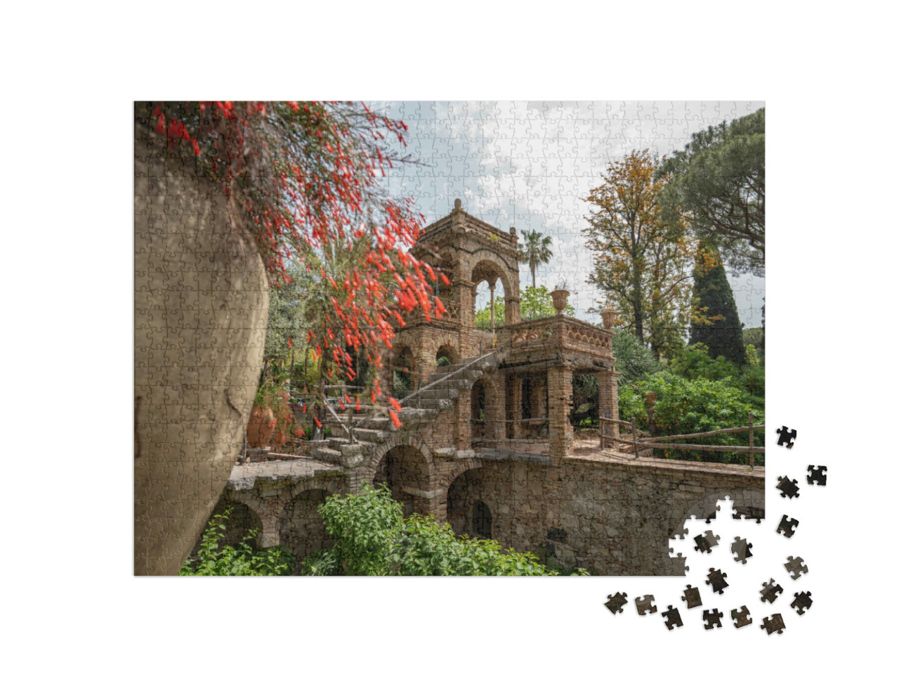 Puzzle 1000 pezzi „Taormina, Italia - 19 giugno 2024: Municipio di Taormina. Giardino pubblico di Taormina.“