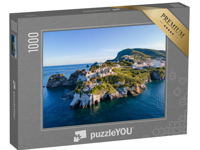 Puzzle 1000 pezzi „Vista del tramonto sul porto dell'isola di Ponza“