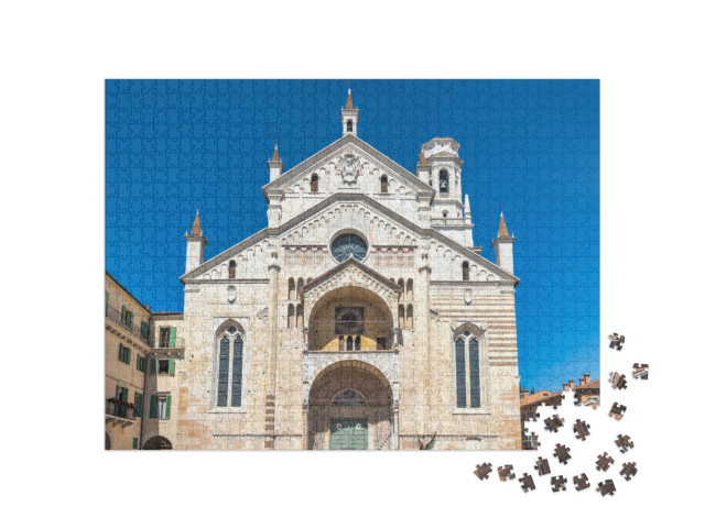 Puzzle 1000 pezzi „Cattedrale di Santa Maria Matricolare nel centro storico di Verona, Italia, Europa.“