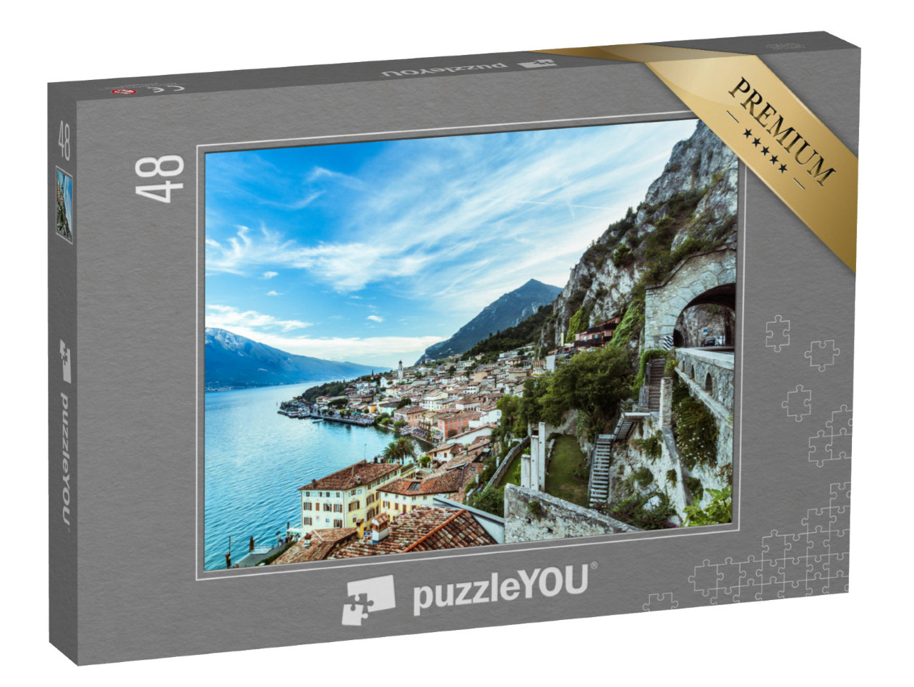 Puzzle 48 pezzi „Bellissimo panorama di Limone sul Garda sul Lago di Garda“