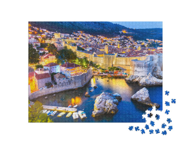 Puzzle 1000 pezzi „Spettacolare crepuscolo su Dubrovnik, Croazia“