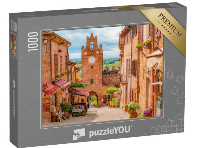 Puzzle 1000 pezzi „Le mura di Gradara, in provincia di Pesaro, una scena di paese in Italia“
