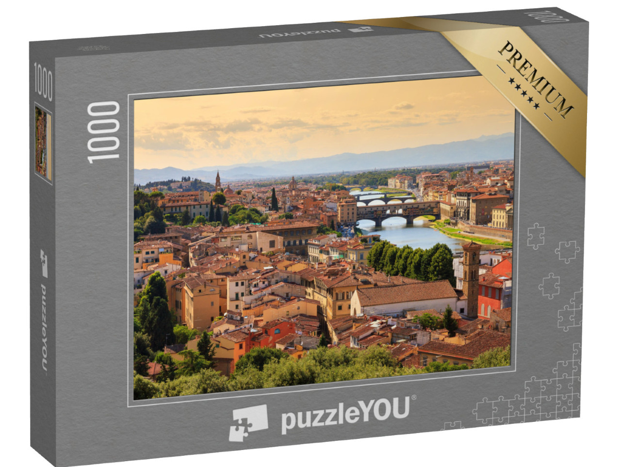 Puzzle 1000 pezzi „Lo skyline di Firenze con i ponti, Italia“