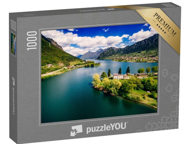 Puzzle 1000 pezzi „Lago d'Idro, vicino al Lago di Garda, Italia. Bellissimo paesaggio estivo tra le montagne“