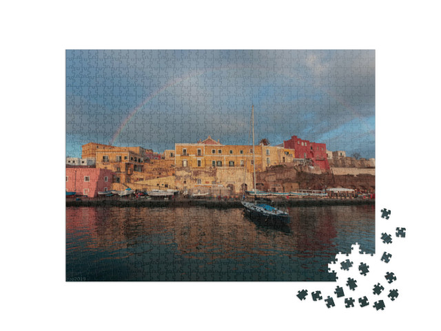 Puzzle 1000 pezzi „arcobaleno nel porto di Ventotene“