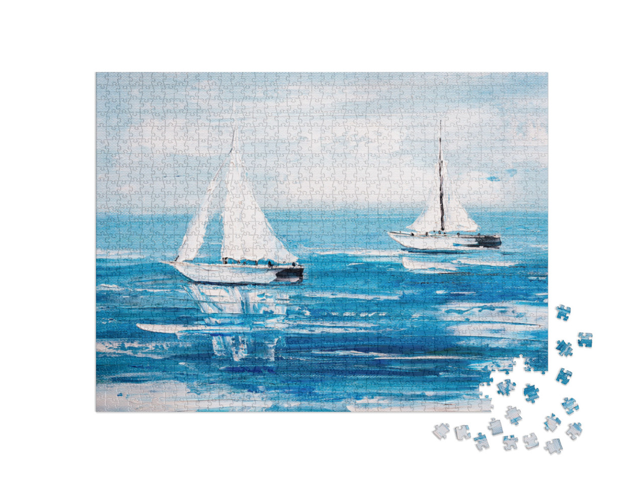 Puzzle 1000 pezzi „Pittura a olio: Due barche a vela“