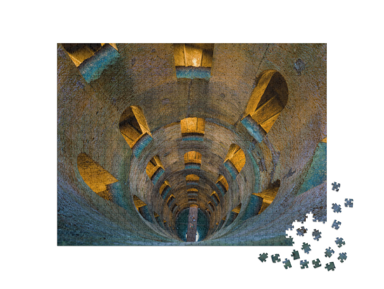 Puzzle 1000 pezzi „Pozzo di San Patrizio, storica fontana rinascimentale costruita dal Sangallo, Orvieto, Umbria, Italia“