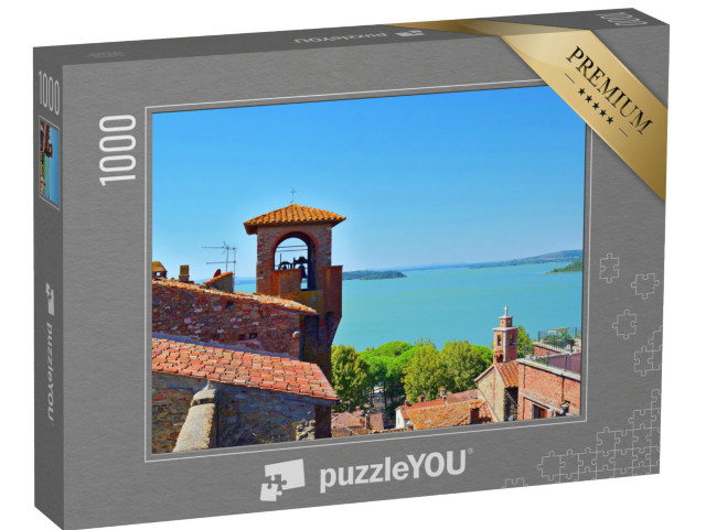 Puzzle 1000 pezzi „Vista panoramica sul Lago Trasimeno dalla fortezza medievale di Passignano sul Trasimeno“