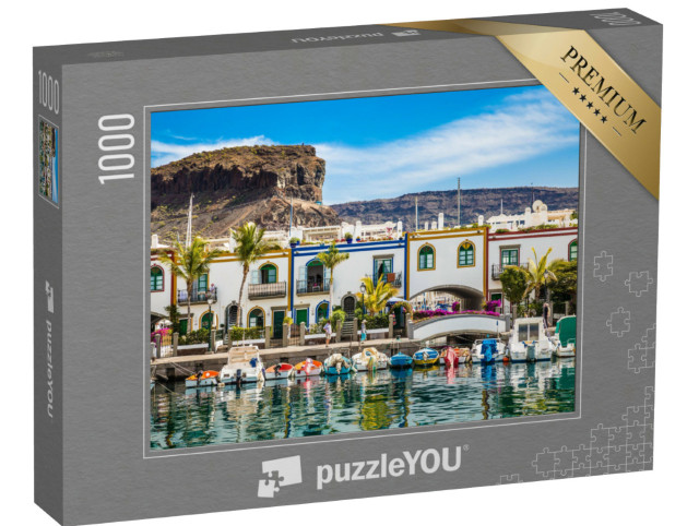 Puzzle 1000 pezzi „Edifici tradizionali colorati con barche, Gran Canaria, Spagna“