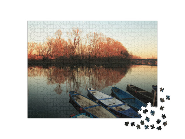 Puzzle 1000 pezzi „tramonto sul fiume adda“