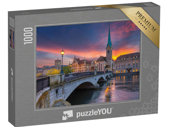 Puzzle 1000 pezzi „Tramonto infuocato a Zurigo“