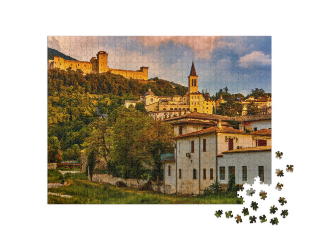 Puzzle 1000 pezzi „Spoleto paesaggio urbano skyline regione Umbria punto di riferimento in Italia“