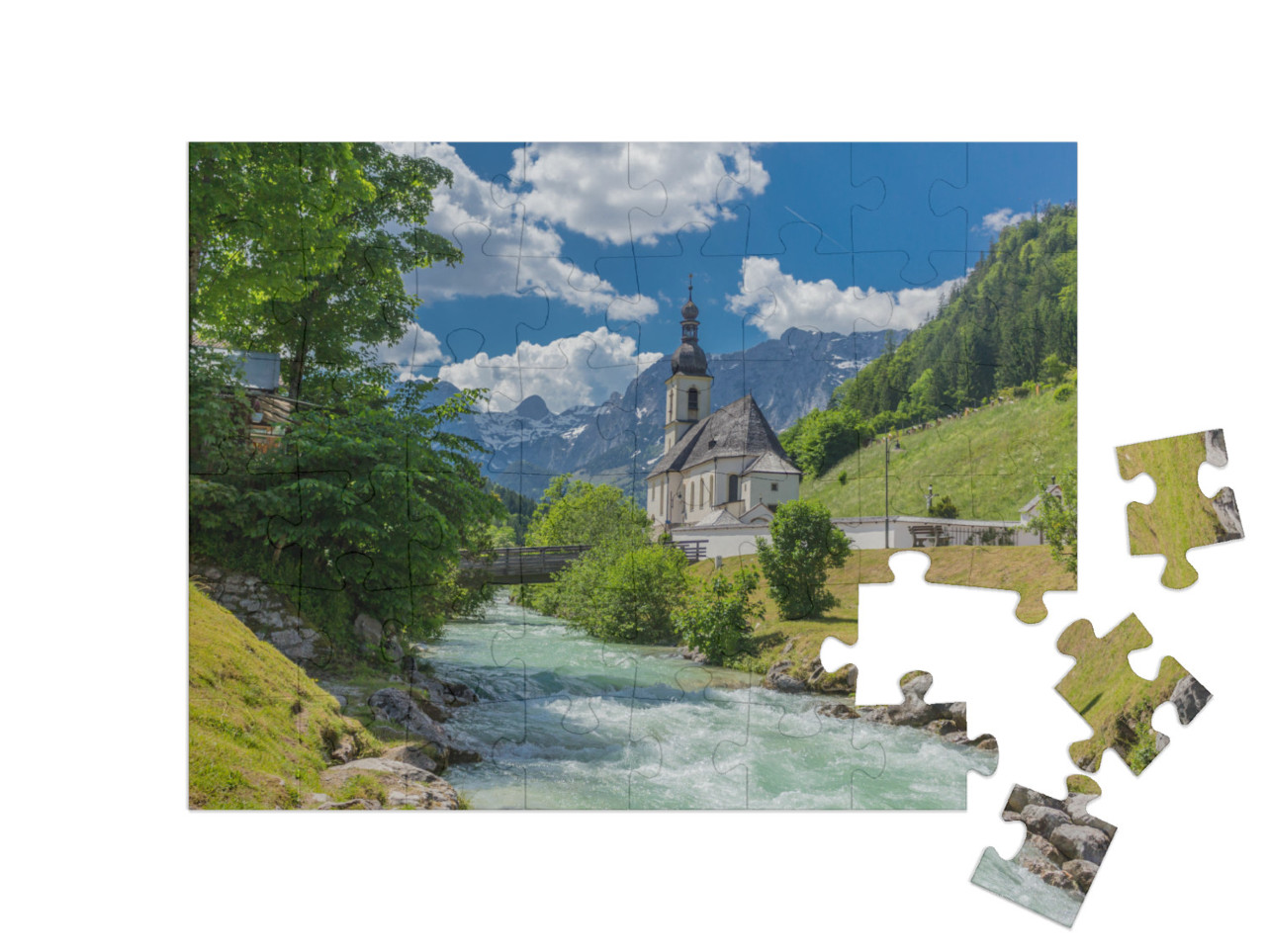 Puzzle 48 pezzi „Prealpi di Berchtesgaden: Ramsau e dintorni“