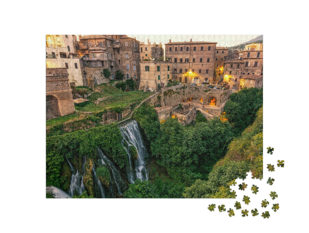 Puzzle 1000 pezzi „Tivoli, Villa Gregoriana a L'ora della sera“
