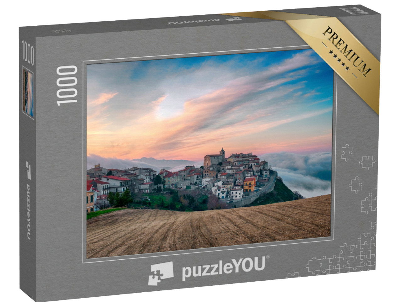 Puzzle 1000 pezzi „Vista del borgo di Lentella, Chieti, Italia“