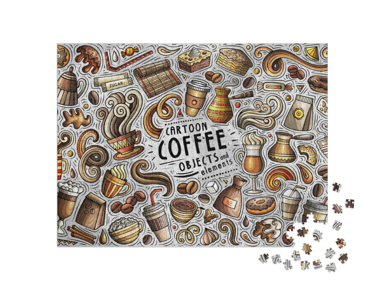 Puzzle 1000 pezzi „Disegno animato: L'ora del caffè!“