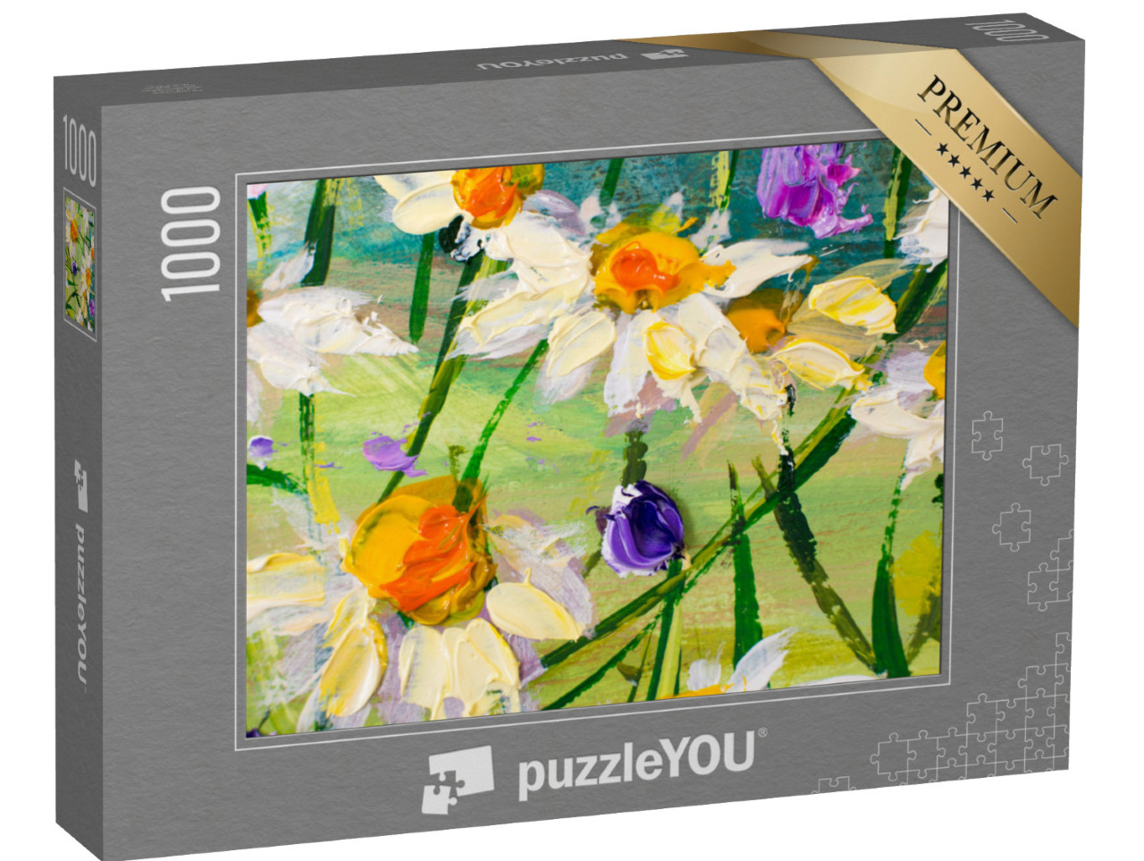 Puzzle 1000 pezzi „Pittura a olio: Fiori di campo su tela“