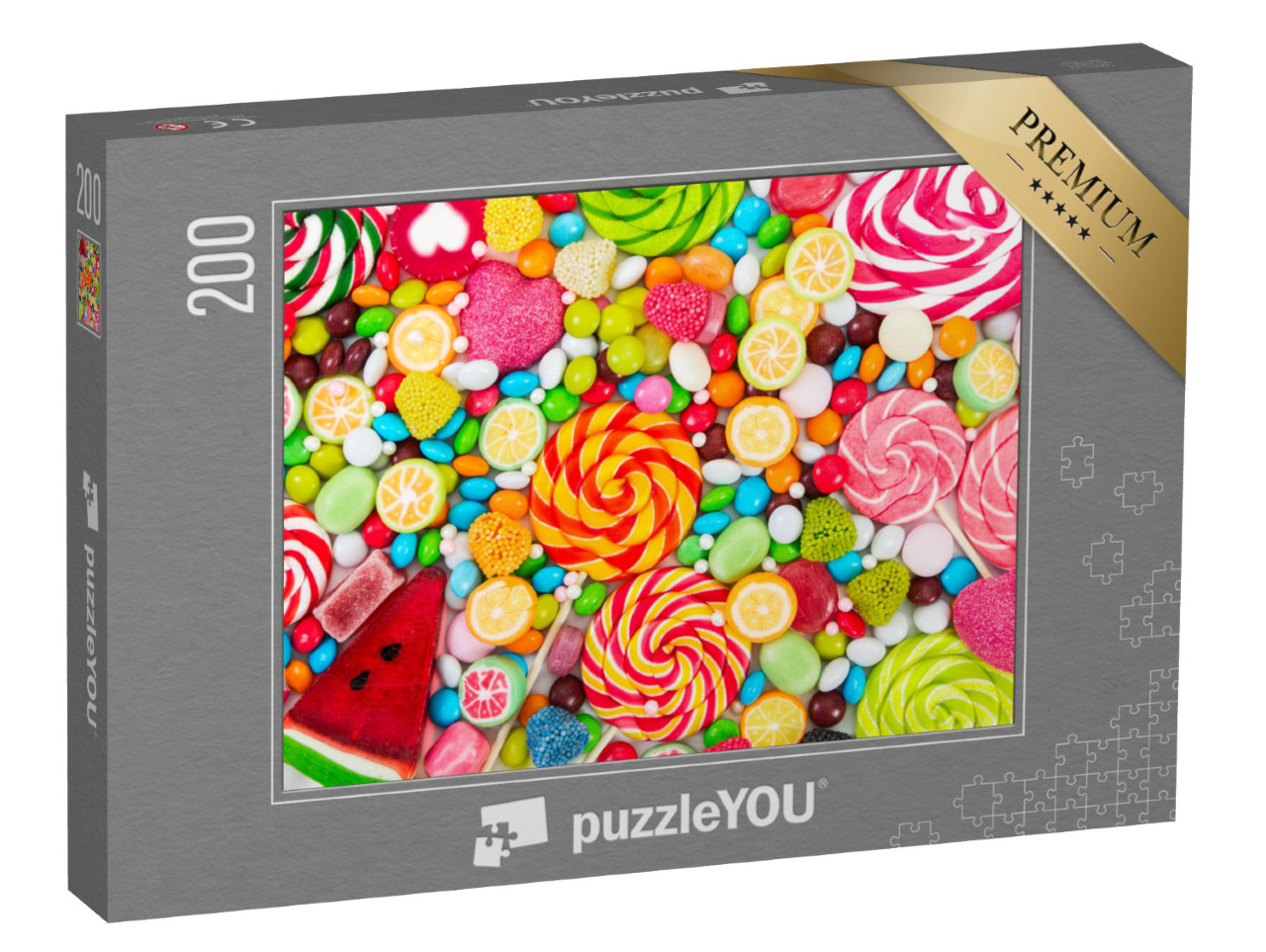 Puzzle 200 pezzi „Lecca-lecca colorati e caramelle rotonde“