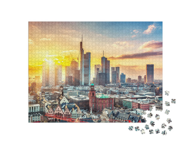 Puzzle 1000 pezzi „Francoforte sul Meno al tramonto, Germania“