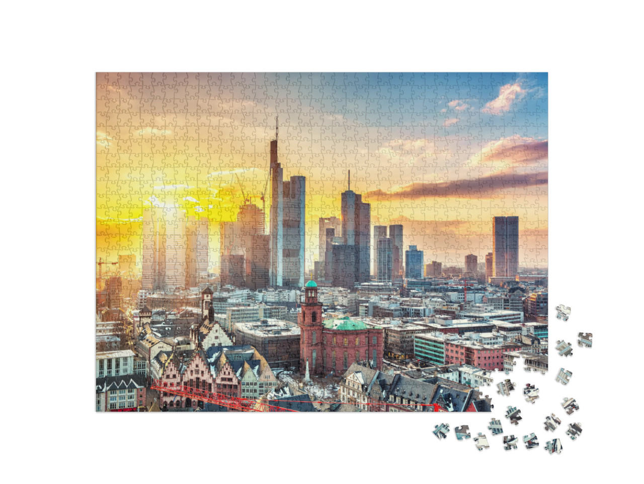 Puzzle 1000 pezzi „Francoforte sul Meno al tramonto, Germania“