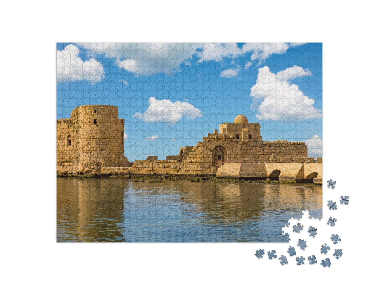 Puzzle 1000 pezzi „Castello crociato sul mare Sidone Saida nel Libano meridionale Medio Oriente“