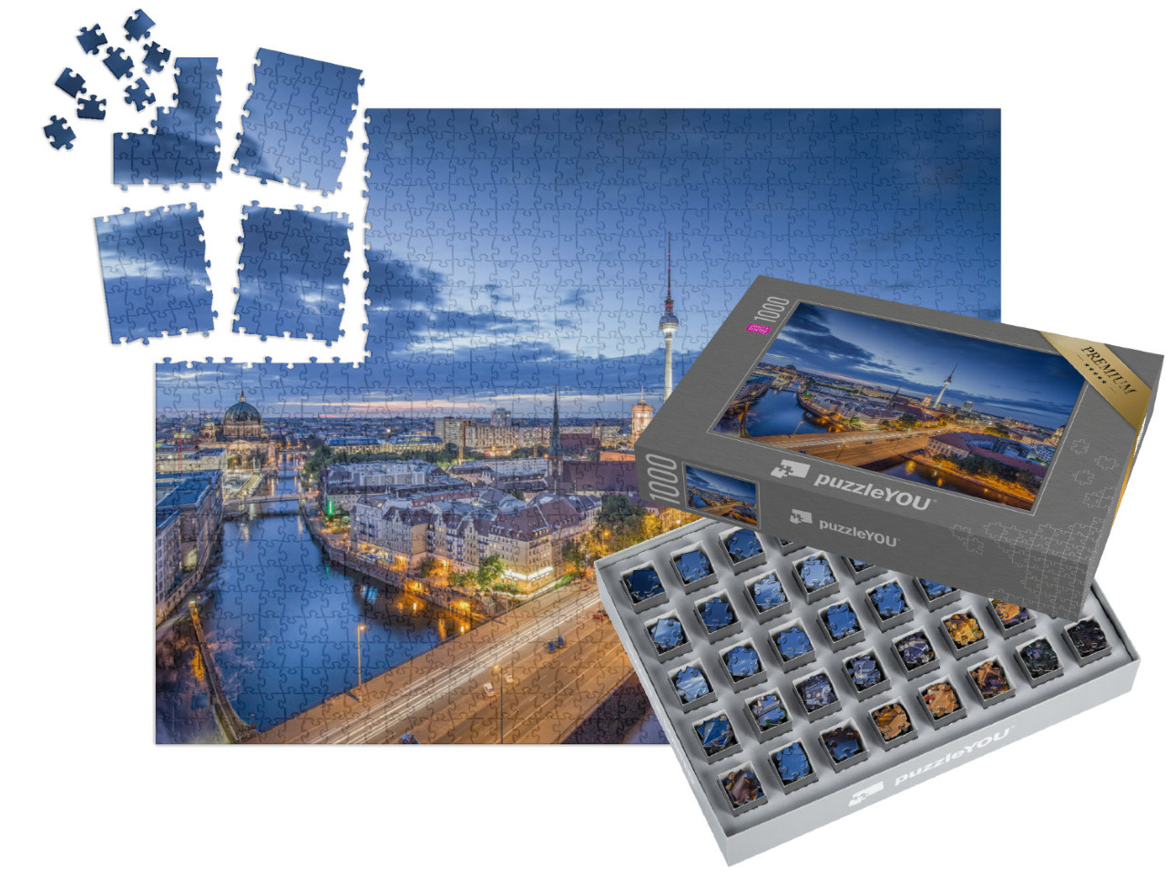 SMART SORTED® | Puzzle 1000 pezzi „Vista su Berlino di sera“