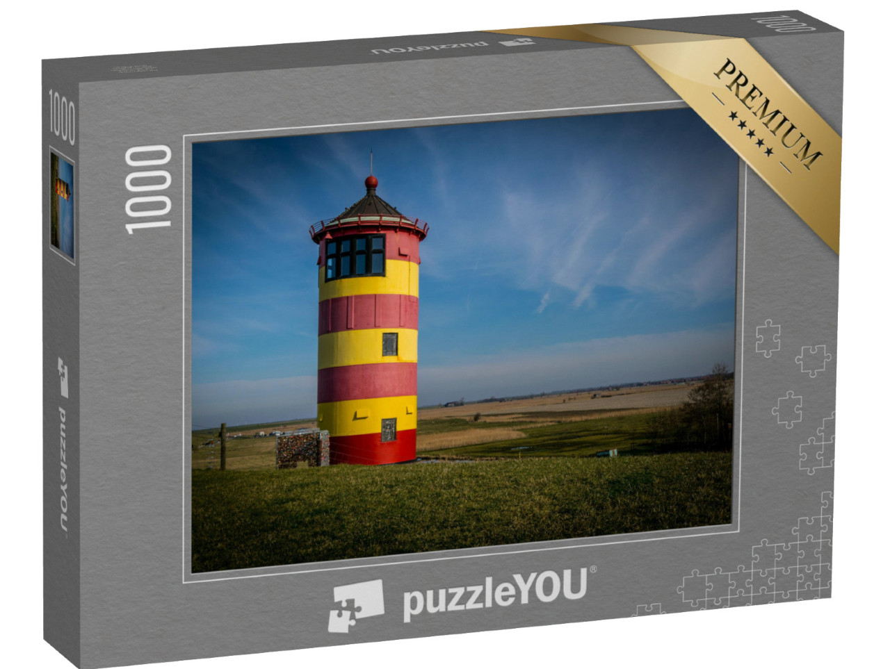 Puzzle 1000 pezzi „Faro a Krummhörn, vicino a Greetsiel, nella Germania settentrionale“