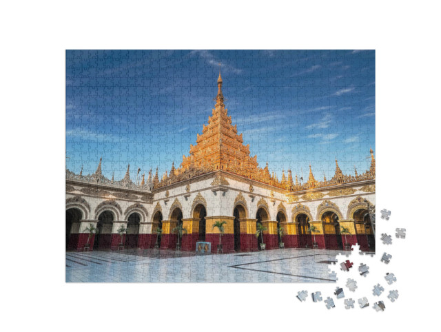 Puzzle 1000 pezzi „L'impressionante architettura del tempio buddista di Mandalay, Myanmar“
