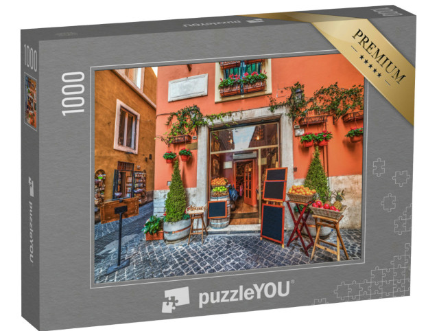 Puzzle 1000 pezzi „Un pittoresco negozio di frutta a Roma, Italia“