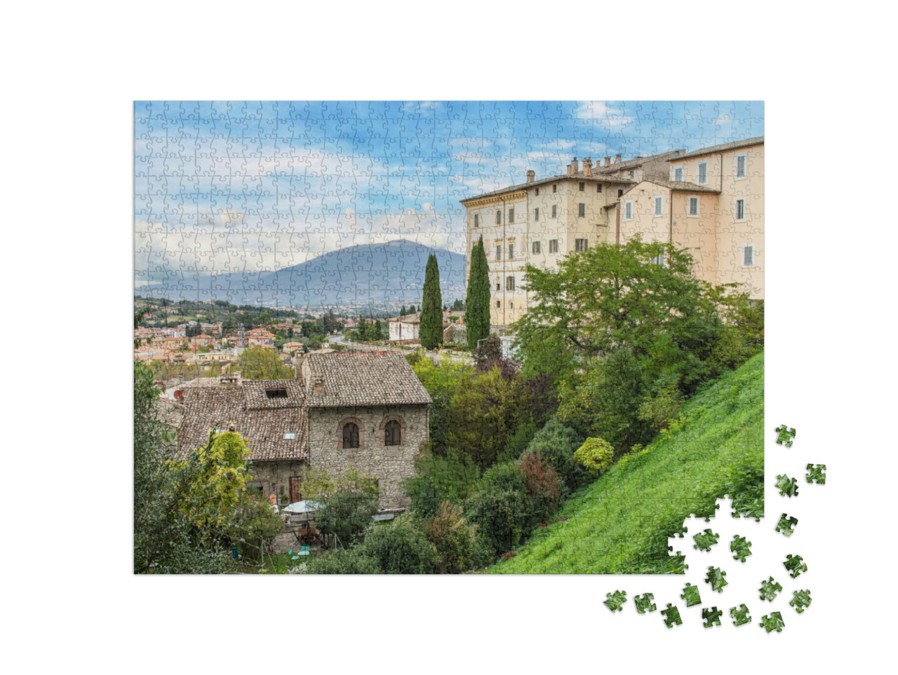 Puzzle 1000 pezzi „Spoleto, Italia - uno dei borghi più belli dell'Italia centrale, con un meraviglioso centro storico“