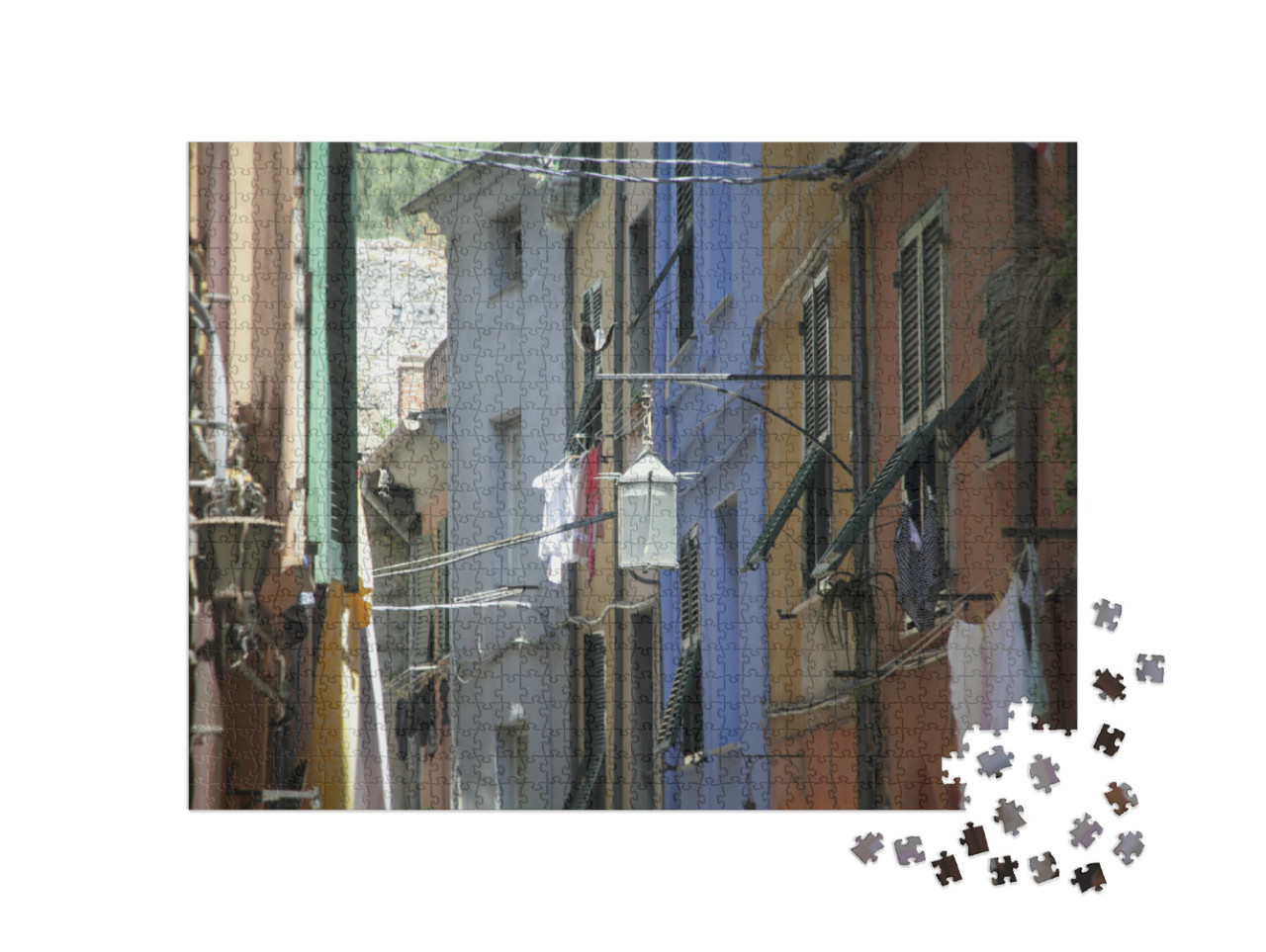 Puzzle 1000 pezzi „Facciate colorate nel centro storico di Porto Venere Liguria La Spezia Italia“