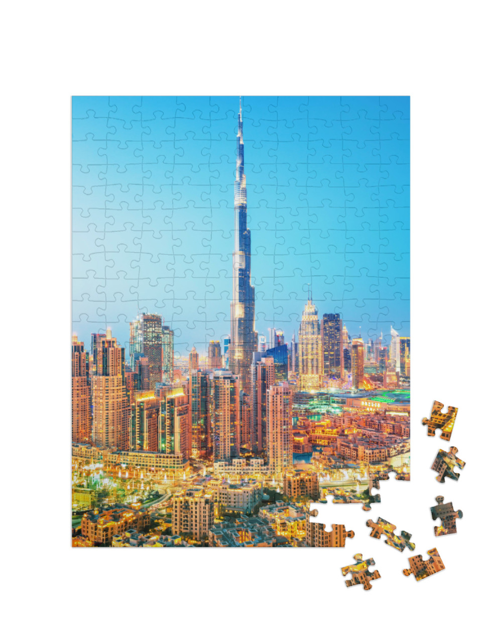 Puzzle 200 pezzi „Lo skyline di Dubai con il Burj Khalifa“