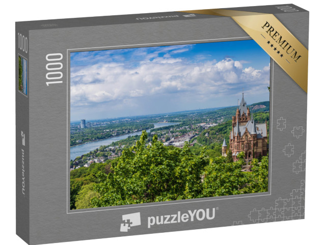 Puzzle 1000 pezzi „Paesaggio con antico castello nel Siebengebirge in primavera“