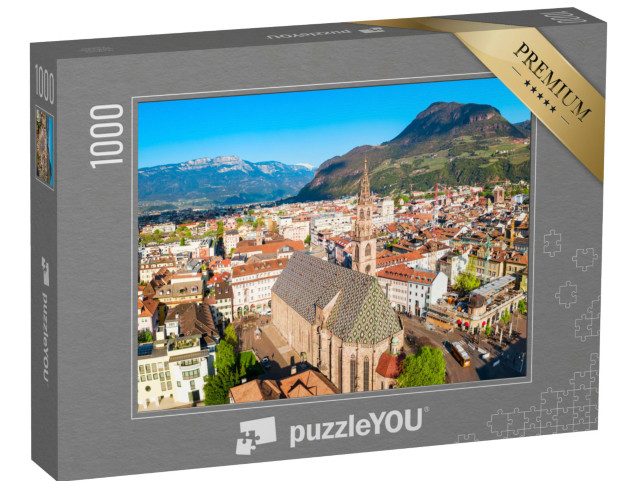 Puzzle 1000 pezzi „Cattedrale di Bolzano o Duomo di Bolzano vista panoramica aerea, situata nella città di Bolzano“