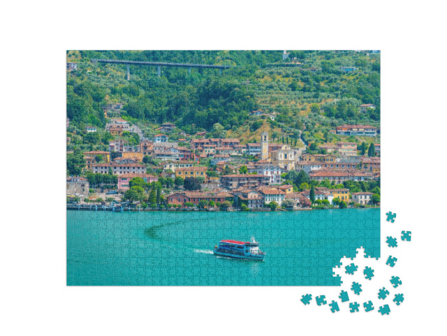 Puzzle 1000 pezzi „Vista aerea di Sulzano da Monte Isola, Italia“