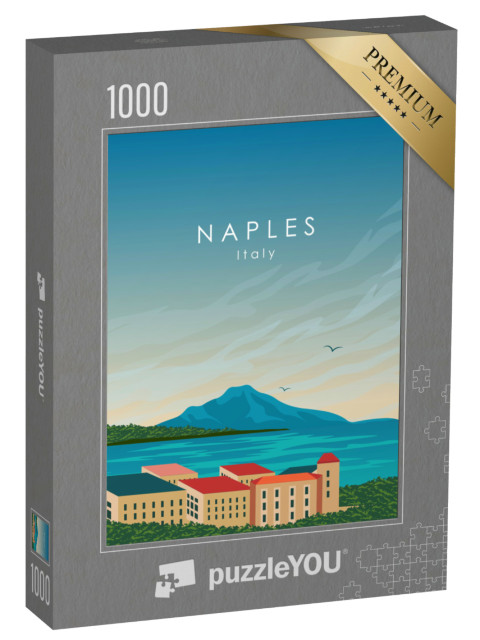 Puzzle 1000 pezzi „Illustrazione vettoriale. Poster murale, banner, cartolina, copertina, Napoli“
