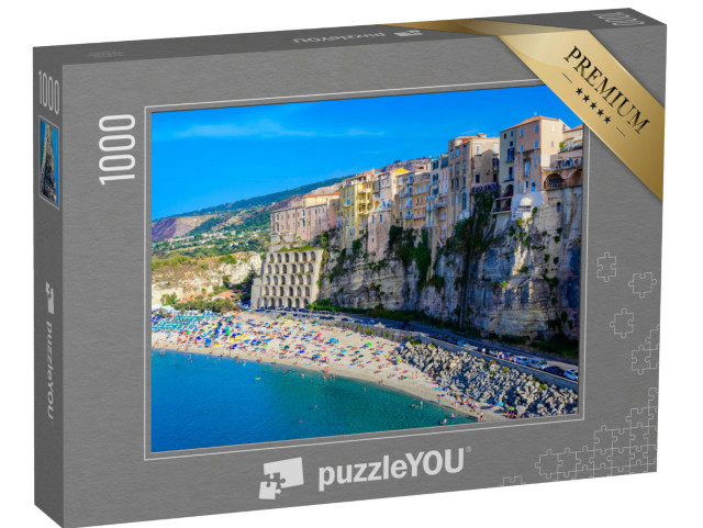 Puzzle 1000 pezzi „Spiaggia della città di Tropea - splendido scenario costiero con spiaggia paradisiaca in Calabria“