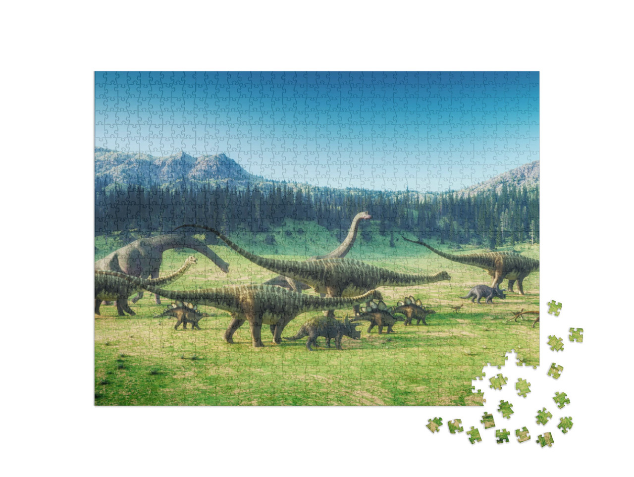 Puzzle 1000 pezzi „Dinosauri nella valle“