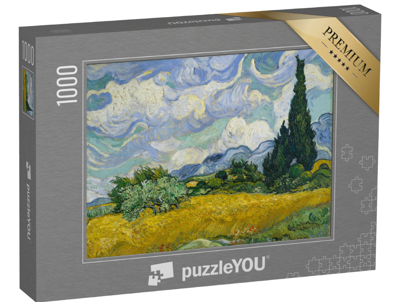 Puzzle 1000 pezzi „Vincent van Gogh - Campo di grano con cipressi“