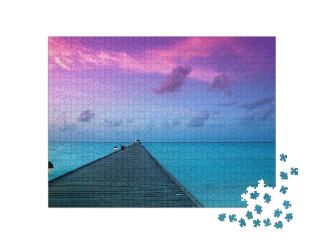Puzzle 1000 pezzi „Magica alba sul mare delle Maldive, nell'Oceano Indiano“