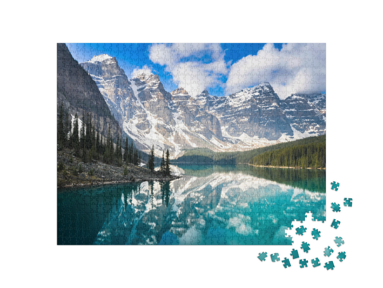 Puzzle 1000 pezzi „Lago Moraine, Montagne Rocciose, Canada“