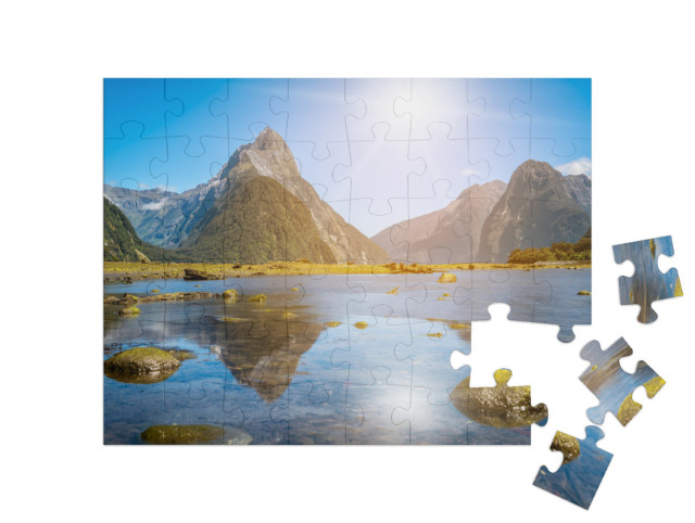 Puzzle 48 pezzi „Mitre Peak sul Milford Sound in Nuova Zelanda“