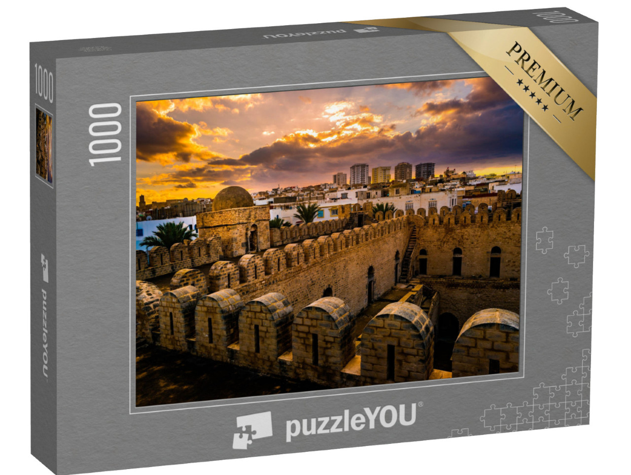 Puzzle 1000 pezzi „Vista dalle mura della fortezza di Ribat a Sousse, Tunisia“