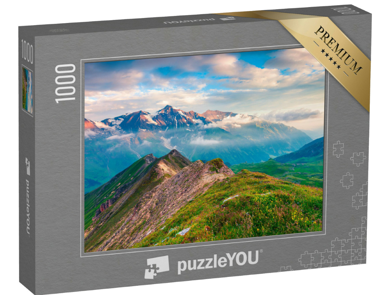 Puzzle 1000 pezzi „Mattina d'estate sul Grossglockner: strada alpina, Salisburgo, Austria“