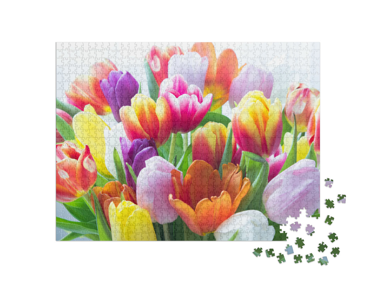 Puzzle 1000 pezzi „Un bouquet di tulipani colorati“