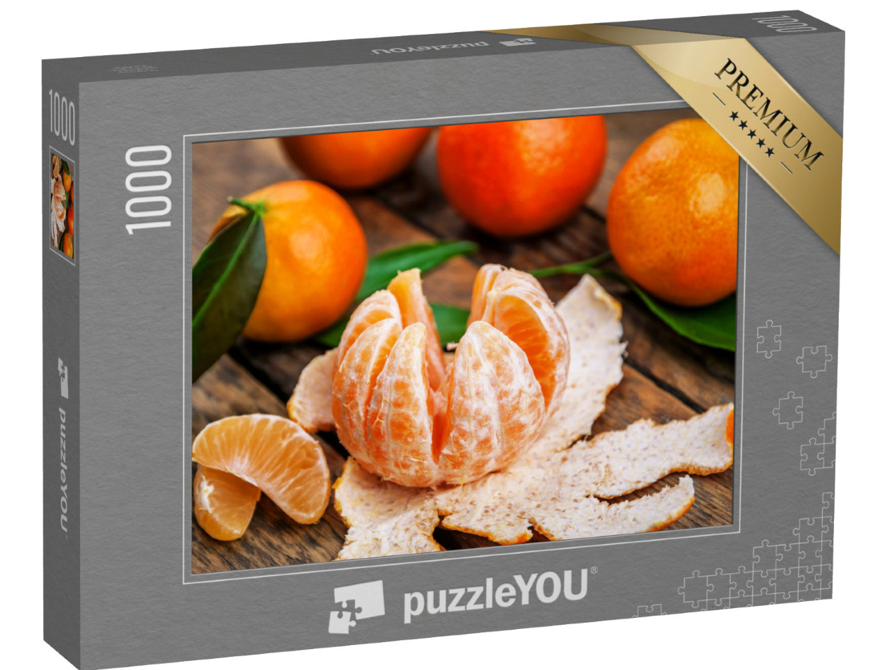 Puzzle 1000 pezzi „Mandarini succosi, mandaranci, foglie verdi“